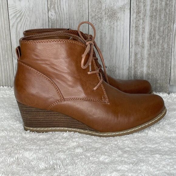 Pesaro Felicity Brown Wedge Ankle Boots Size 7 - Picture 3 of 9